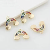 10x12MM 14K Brass Zircon Rainbow Charm Pendant DIY Jewelry Making Findings