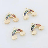 10x12MM 14K Brass Zircon Rainbow Charm Pendant DIY Jewelry Making Findings