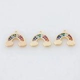 10x12MM 14K Brass Zircon Rainbow Charm Pendant DIY Jewelry Making Findings