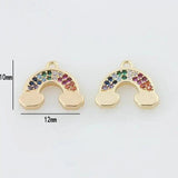 10x12MM 14K Brass Zircon Rainbow Charm Pendant DIY Jewelry Making Findings