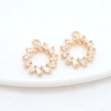 14K Brass Zircon Round Charms Pendants DIY Jewelry Supplies
