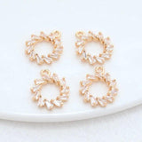 14K Brass Zircon Round Charms Pendants DIY Jewelry Supplies