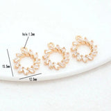 14K Brass Zircon Round Charms Pendants DIY Jewelry Supplies
