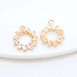 14K Brass Zircon Round Charms Pendants DIY Jewelry Supplies