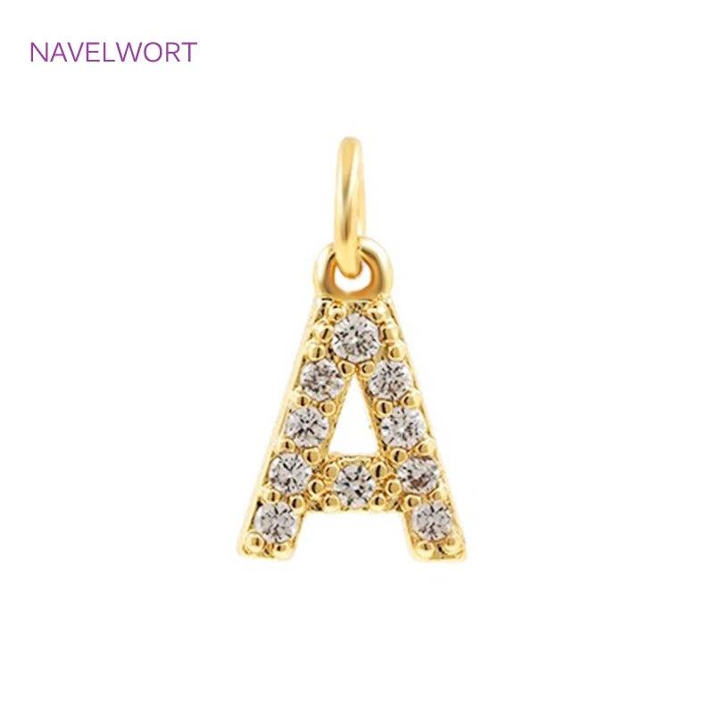 18K Plated Brass Zircon Letters Pendant for Jewelry Making