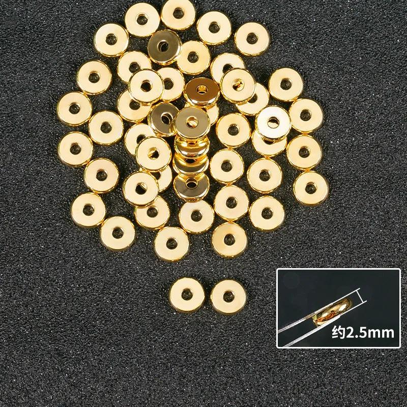 50Pcs 3/4/5/6/8/10mm Copper Spacer Beads 4 Colors Plated DIY Jewelry Making