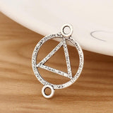 20 Pcs Tibetan Silver Triangle Round Connectors Charms for DIY Bracelet Making