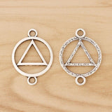 20 Pcs Tibetan Silver Triangle Round Connectors Charms for DIY Bracelet Making