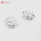 30PCS 9MM 24K Silver Brass Cross Beads Caps Tassel Caps