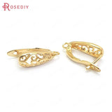 6PCS 17MM 24K Brass Curly Pattern Stud Earrings Pins DIY Jewelry Findings