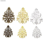20pcs Filigree Crafts Hollow Embellishments Bronze Tone Ornaments