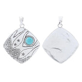 2pcs Tibetan Silver Tree Stars Stone Charms Pendants Necklace Jewelry Making
