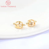 6PCS 24K Plated Brass Zircon Round Charms Pendants DIY Jewelry Findings