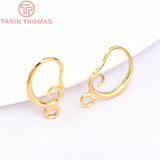20PCS 11x16MM 24K Plated Brass Earrings Hooks Jewelry Accessories