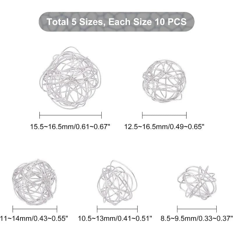 50Pcs 304 Stainless Steel Bead Cages Wire Spacer Crystal Stone Holder Charm