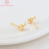 20PCS 5.5MM Hole 1MM 24K Brass Star Stud Earrings DIY Jewelry Findings