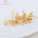 20PCS 5.5MM Hole 1MM 24K Brass Star Stud Earrings DIY Jewelry Findings