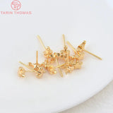 20PCS 5.5MM Hole 1MM 24K Brass Star Stud Earrings DIY Jewelry Findings