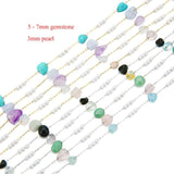 1 Meter Gemstone Beaded Stainless Steel Chains DIY Jewelry Making Supplies