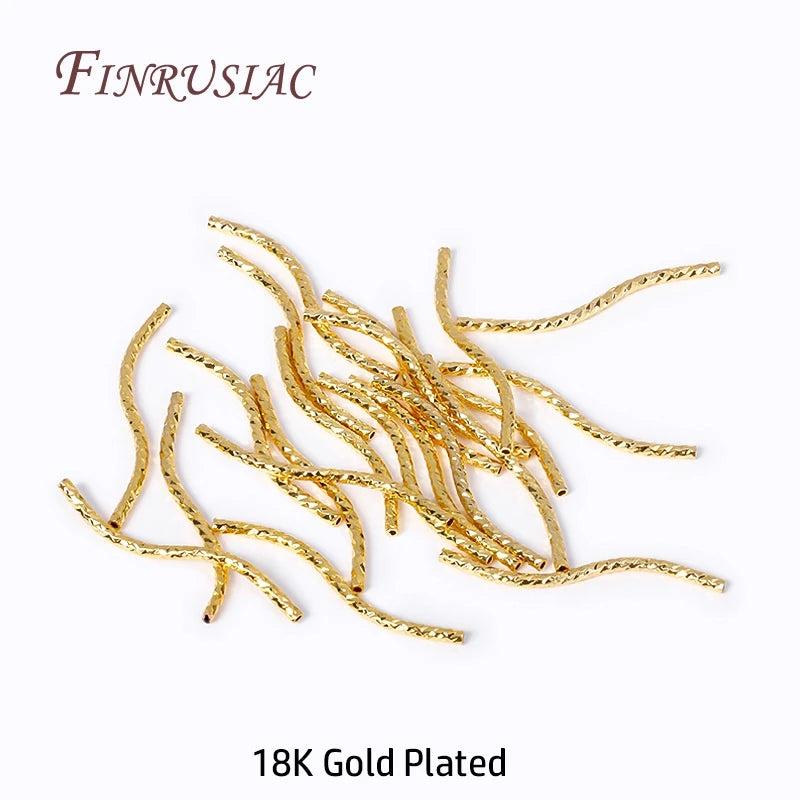 18K Plated S Shape Brass Tube Beads Connector for Jewelry Making