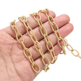 1m Stainless Steel 9x15mm Chunky Chains Textured Punk Choker Necklace Chain