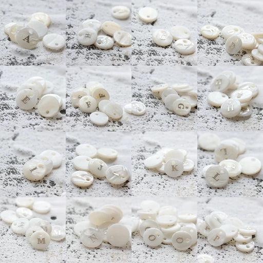 Natural Shell Alphabet Charm - Round 11mm