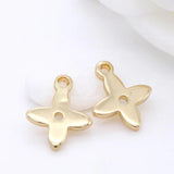 14k Plated Brass Flower Heart Pendants Charms for Jewelry Making DIY