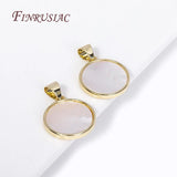 18K Plated Shell Round Pendants, Metal Charms For DIY Jewelry Making