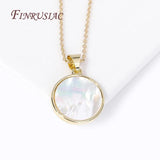 18K Plated Shell Round Pendants, Metal Charms For DIY Jewelry Making