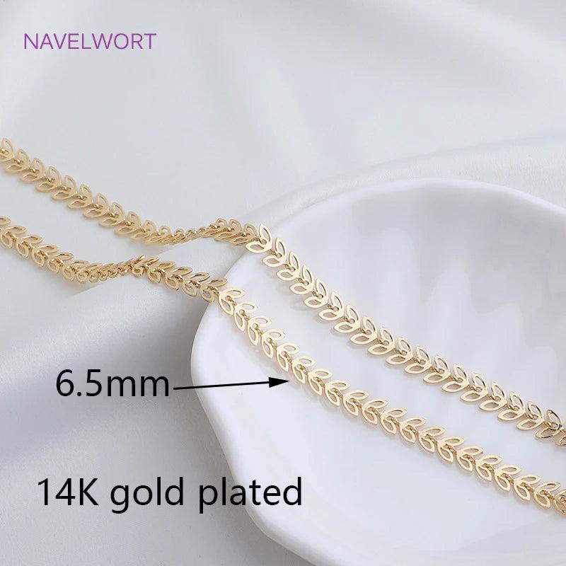 14K Plated Arrow Aircraft Carving Leaf Chain Brass Hollow Leaf Chains
