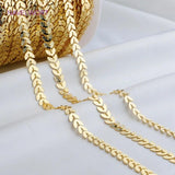 14K Plated Arrow Aircraft Carving Leaf Chain Brass Hollow Leaf Chains