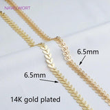 14K Plated Arrow Aircraft Carving Leaf Chain Brass Hollow Leaf Chains