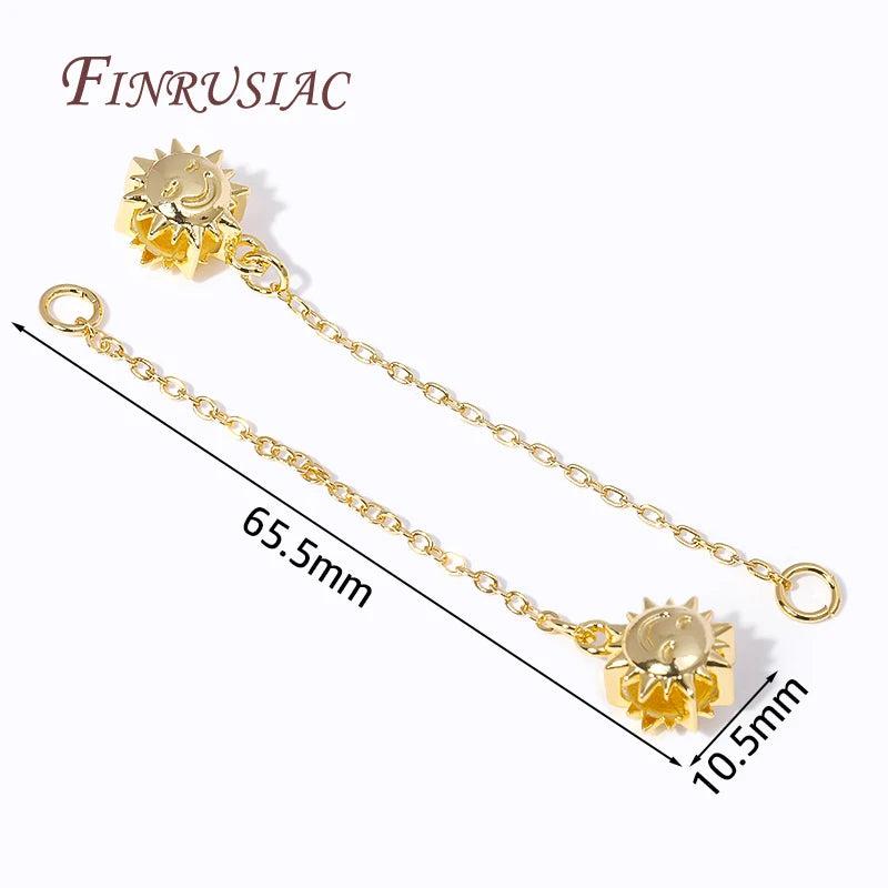 18K Plated Big Hole Sun Flower Beads With Link Chain