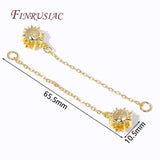 18K Plated Big Hole Sun Flower Beads With Link Chain