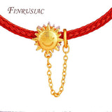 18K Plated Big Hole Sun Flower Beads With Link Chain