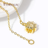 18K Plated Big Hole Sun Flower Beads With Link Chain