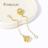 18K Plated Big Hole Sun Flower Beads With Link Chain