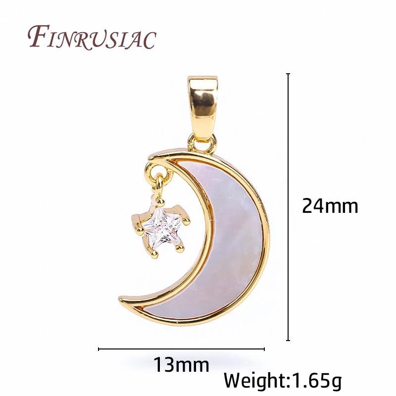 18K Zircon Star Shell Moon Pendant for Necklace Making