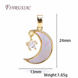 18K Zircon Star Shell Moon Pendant for Necklace Making