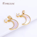 18K Zircon Star Shell Moon Pendant for Necklace Making