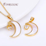 18K Zircon Star Shell Moon Pendant for Necklace Making