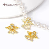 18K Plated Angel Charms Pendant with Zircon for Necklace Making