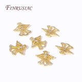 18K Plated Angel Charms Pendant with Zircon for Necklace Making