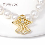 18K Plated Angel Charms Pendant with Zircon for Necklace Making