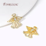 18K Plated Angel Charms Pendant with Zircon for Necklace Making