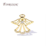18K Plated Angel Charms Pendant with Zircon for Necklace Making