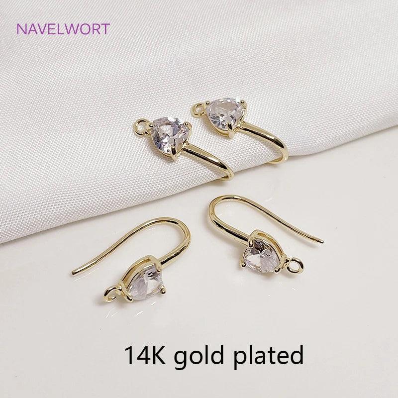 14K Plated Zircon Crystal Ear Wire Hooks for DIY Jewelry Making