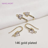 14K Plated Zircon Crystal Ear Wire Hooks for DIY Jewelry Making