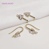 14K Plated Zircon Crystal Ear Wire Hooks for DIY Jewelry Making