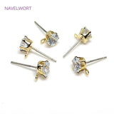 14K Plated Clear Rhinestone Post Earrings S925 Sterling Silver Stud Fittings